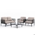 Salon bas de jardin en polypropylène - deux fauteuils + canapé + table basse et coussins kenzia 4 personnes ... Salon bas de jardin en polypropylène - deux fauteuils + canapé + table basse et coussins kenzia 4 personnes ...