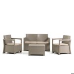 Salon bas de jardin - licata - 4 personnes - polypropyl�ne - gris tourterelle - design moderne