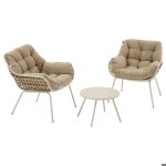 Salon de jardin 2 places acier trait� �poxy paopao beige et argile - hesp�ride