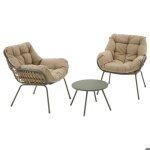Salon de jardin 2 places acier trait� �poxy paopao beige et vert laurier - hesp�ride