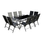 Rimini - salon de jardin 10 places en aluminium gris