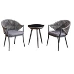 Salon de jardin 2 � 3 places petits - meubles - palerme - 62 x 60 x 81cm - gris fonc�