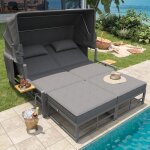 Salon de jardin 2 - 4 personnes avec dossier r�glable et dun auvent r�tractableensemble de canap�s de ...