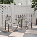 Salon jardin 2 personnes polyrotin gris - 3 pi�ces (table + 2 chaises empilables) r�sistant intemp�ries ...