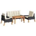 Salon de jardin 4 pcs - bonne vie - et coussins résine tressée et bois massif + 1 housse imperméable ... Salon de jardin 4 pcs - bonne vie - et coussins résine tressée et bois massif + 1 housse imperméable ...