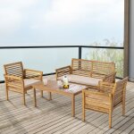 Salon de jardin 4 pi�ces candela bois dacacia naturel beige