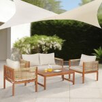 Salon de jardin 4 pièces cannole bois dacacia naturel beige Salon de jardin 4 pièces cannole bois dacacia naturel beige