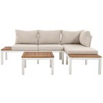 Salon de jardin avec 4 places - 2 canap� et 1 table basse - structure en acier galvanis� et d�cor� de ...