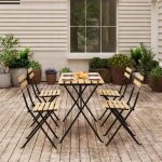 Salon de jardin 5 pièces bovino avec table et 4 chaises pliantes noir naturel Salon de jardin 5 pièces bovino avec table et 4 chaises pliantes noir naturel