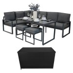Salon de jardin en aluminium gris & coffre de rangement 582 l en rotin noir