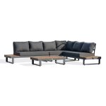 Salon de jardin dangle alicante 6 places en teck et aluminium - gris anthracite Salon de jardin dangle alicante 6 places en teck et aluminium - gris anthracite