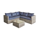 Salon de jardin d'angle bavaro 5 places en rsine tresse - miel