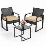 Salon de jardin - bealife - 2 places - set de jardin - coussin - mtal - tanche - 1 table basse en verre ...