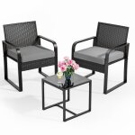 Salon de jardin - bealife - 2 places - set de jardin - coussin - mtal - tanche - 1 table basse en verre ...