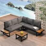 Salon de jardin canap� dangle lounge avec table basse coussins amovible angles r�glables pour ext�rieur ...