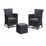 Salon de jardin avec coussins - en résine rotin tressé coloris gris graphite - allibert by keter - 2 ... Salon de jardin avec coussins - en résine rotin tressé coloris gris graphite - allibert by keter - 2 ...