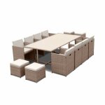 Salon de jardin encastrable - sweeek - vabo - 8 - 12 places - coloris beige - coussins déhoussables Salon de jardin encastrable - sweeek - vabo - 8 - 12 places - coloris beige - coussins déhoussables