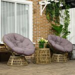 Salon de jardin - ensemble 3 pi�ces avec 2 fauteuils papasan pivotants et table basse ronde en r�sine ...