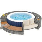 Salon de jardin - ensemble lounge rond - mobilier dext�rieur - id�al pour spa piscine terrasse - coussins ...