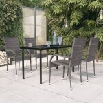 Salon de jardin - ensemble � manger de jardin 5 pcs gris et noir - table + 4 chaises de jardin(541182)dleb ...