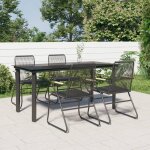 Salon de jardin - ensemble à manger de jardin 5 pcs noir rotin pvc - table + 4 chaises de jardin(186864)dleb ... Salon de jardin - ensemble à manger de jardin 5 pcs noir rotin pvc - table + 4 chaises de jardin(186864)dleb ...