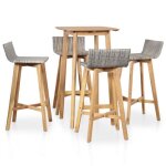 Salon de jardin - ensemble � manger dext�rieur 5 pcs bois dacacia solide - table + 4 chaises de jardin(277441) ...
