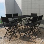 Salon de jardin - ensemble � manger dext�rieur pliable 7pcs acier r�sine tress�e - table + chaises de ...
