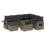 Salon de jardin - ensemble table et canap�s - 8 pcs avec coussins gris r�sine tress�e(21799) dleb