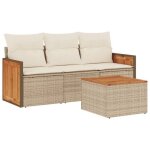 Salon de jardin - ensemble table et canaps - avec coussins 4 pcs beige rsine tresse(47835) dleb