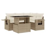 Salon de jardin - ensemble table et canap�s - avec coussins 5 pcs beige r�sine tress�e(35974) dleb