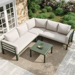 Salon de jardin ext�rieur - langtu - salon 4 - 5 places - coussins 10 cm - acier galvanis� antirouille ...
