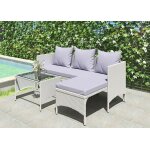 Salon de jardin exterieur - ensemble de mobilier en r�sine tress�e - table et chaises - 3 places avec ...