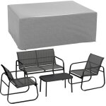 Salon de jardin ext�rieur avec housse - outsunny - 2 fauteuils 1 canap� et table basse - plateau verre ...
