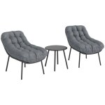 Salon de jardin ext�rieur - outsunny - 2 personnes - coussins de 15 cm d�paisseur - cadres en acier - ...