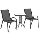 Salon de jardin ext�rieur - outsunny - 3 pi�ces - 2 fauteuils empilables et table basse avec dessus en ...