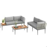 Salon de jardin extérieur - outsunny - en bois dacacia et acier - 4 places - canapé dangle extérieur ... Salon de jardin extérieur - outsunny - en bois dacacia et acier - 4 places - canapé dangle extérieur ...