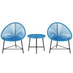 Salon de jardin extrieur - outsunny - en rsine tresse - 2 personnes - plateau en verre tremp - pour ...
