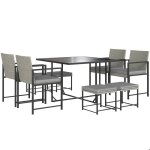 Salon de jardin extrieur - outsunny - en rsine tresse - 8 places - coussins et plateau en verre tremp ...