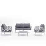 Salon de jardin - kenzia - canap� 2 fauteuils table basse - r�sine avec fibre de verre - 4 personnes ...