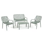 Salon de jardin - maratea - ensemble 4 personnes - imperm�able - design moderne - vert sauge