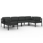 Salon de jardin meuble dext�rieur ensemble de mobilier 6 pi�ces avec coussins aluminium anthracite 02 ...