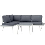Salon de jardin - outsunny - 3 pièces - canapé dangle modulable table effet bois - gris Salon de jardin - outsunny - 3 pièces - canapé dangle modulable table effet bois - gris