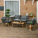 Salon de jardin en r�sine tress�e 4 places avec 1 canap� 2 fauteuils et 1 table basse 7 coussins inclus ...