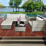 Salon de jardin rsine tresse 5 places + table basse