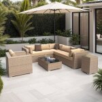 Salon de jardin en rsine tresse beige 8 places venise