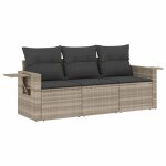 Salon de jardin r�sine tress�e - burke - 3 pi�ces - gris clair - r�sistance aux uv - modulaire