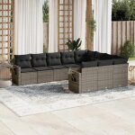 Salon de jardin en r�sine tress�e - vidaxl - 10 pi�ces - gris - r�sine tress�e - coussins amovibles - ...