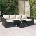 Salon de jardin r�sine tress�e - vidaxl - 2 pi�ces - noir - r�sine tress�e - coussins blancs cr�me - ...