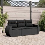 Salon de jardin r�sine tress�e - vidaxl - 3 pi�ces - coussins noirs - r�sine tress�e - housse amovible ...