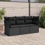 Salon de jardin en r�sine tress�e - vidaxl - 3 pi�ces - coussins noirs - r�sine tress�e - housse amovible ...